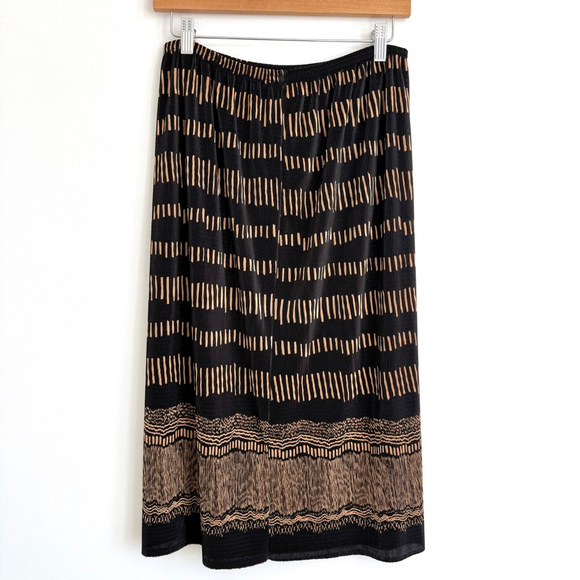 Vintage Carroll Reed Black Gold Pleated Midi Skirt Womens Size Medium 90s - Picture 4 of 9